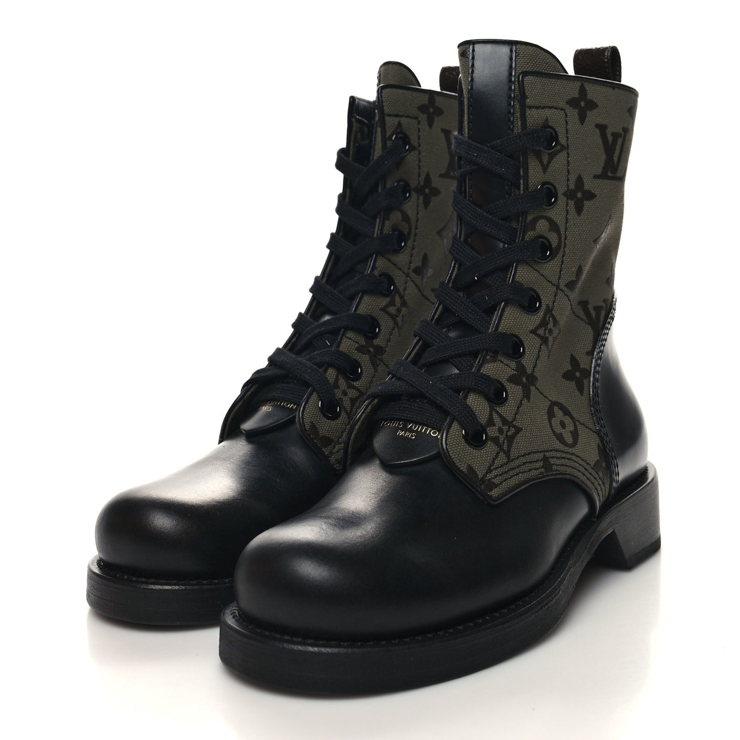 Canvas Calfskin Metropolis Flat Ranger Boot 36 Khaki Green