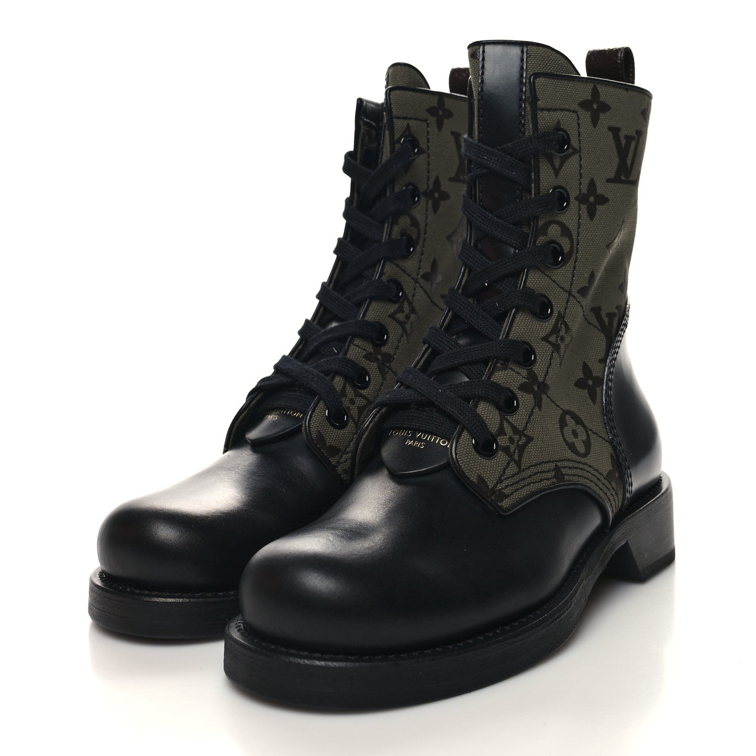 Louis Vuitton Canvas Calfskin Metropolis Flat Ranger Boot 36 Khaki Green 3 of 8
