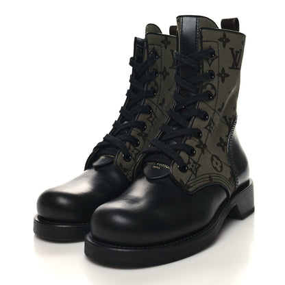 Louis Vuitton Canvas Calfskin Metropolis Flat Ranger Boot 36 Khaki Green 3 of 8