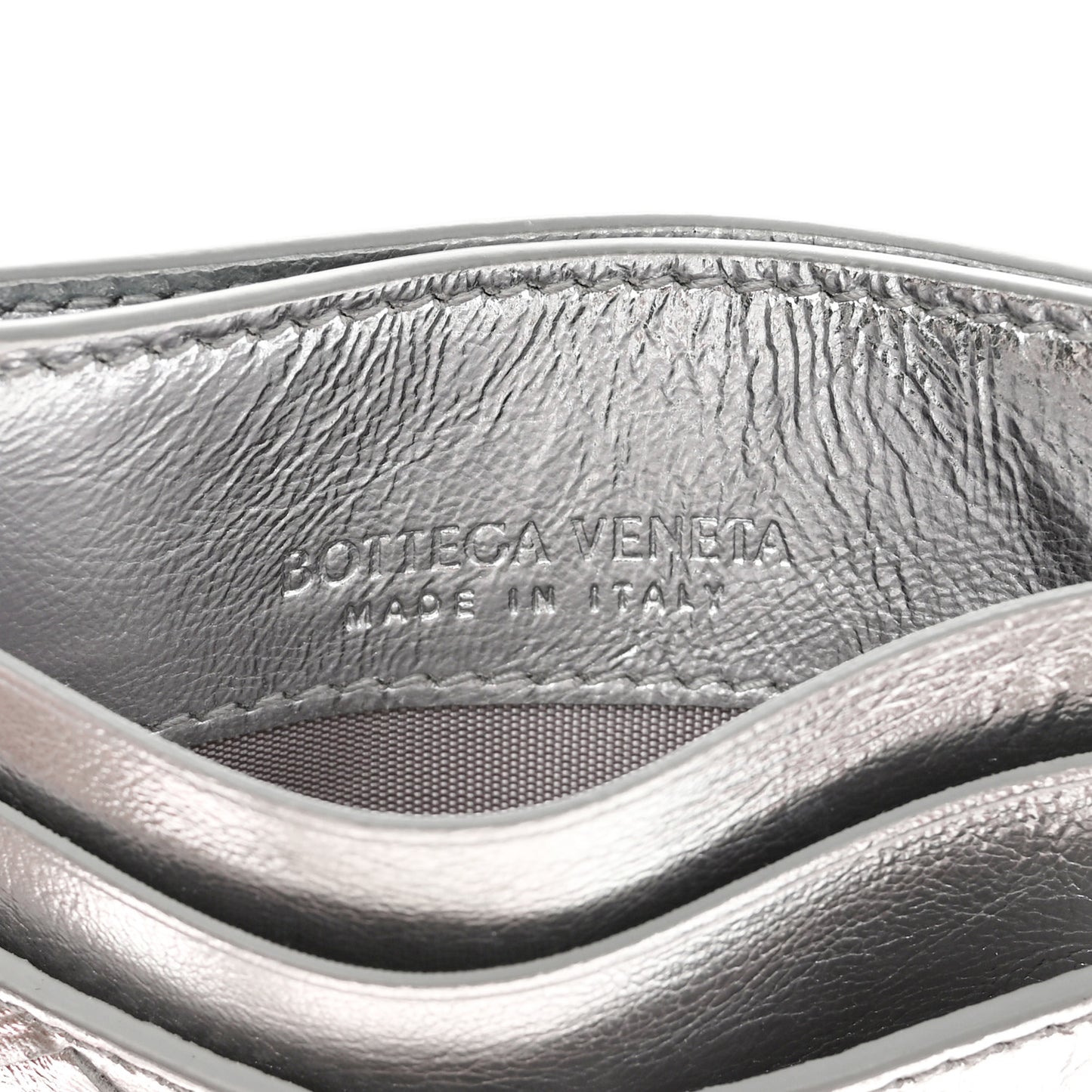 Metallic Nappa Intrecciato Card Holder Silver