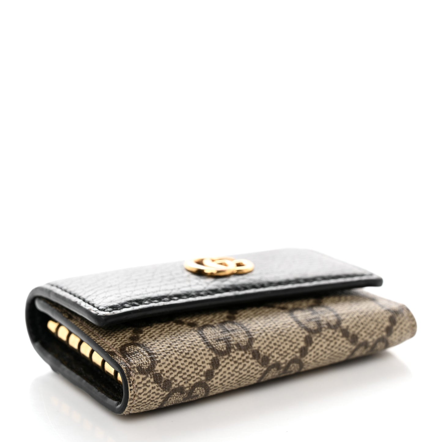 Dollar Calfskin GG Supreme Monogram GG Marmont 6 Key Holder Case Black Beige Ebony