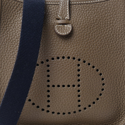 Hermes Taurillon Clemence Amazone Evelyne TPM Etoupe Bleu Indigo 11 of 12