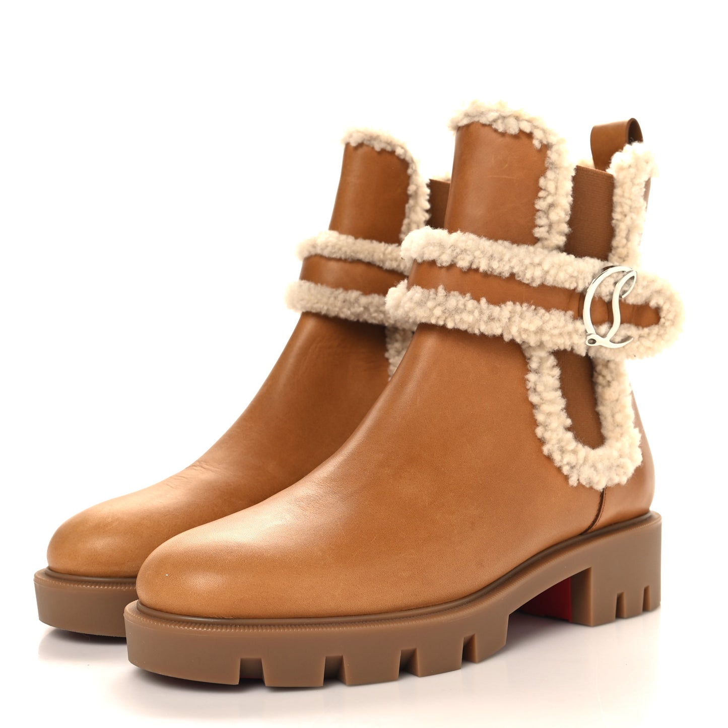 Calfskin Shearling CL Chelsea Booty 38.5 Terra Lin Beige