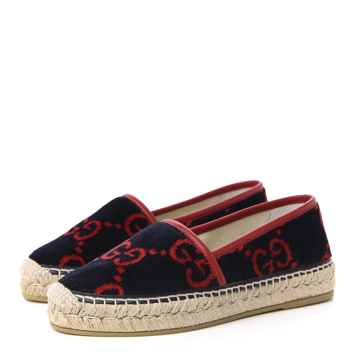 Terry Cloth GG Monogram Espadrilles 36 Blue Red