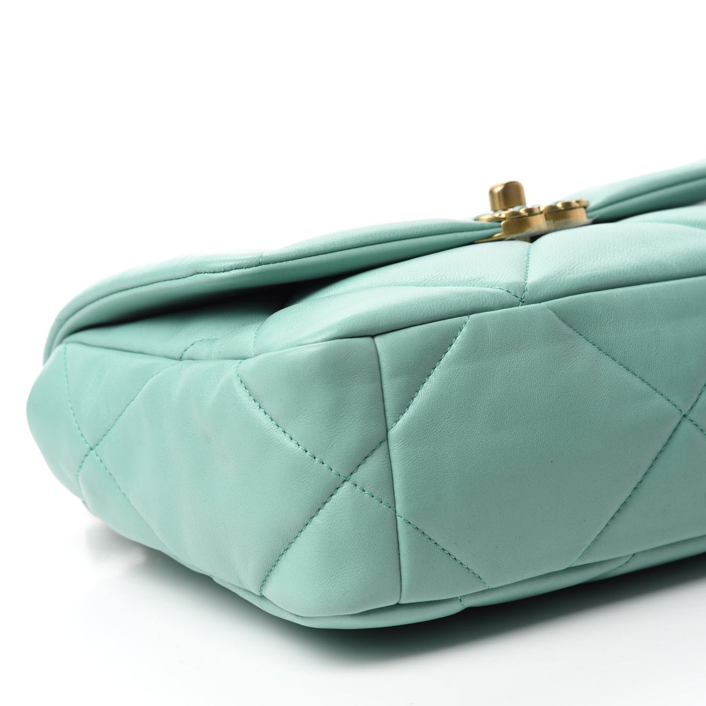 Shiny Lambskin Quilted Medium Chanel 19 Flap Light Blue