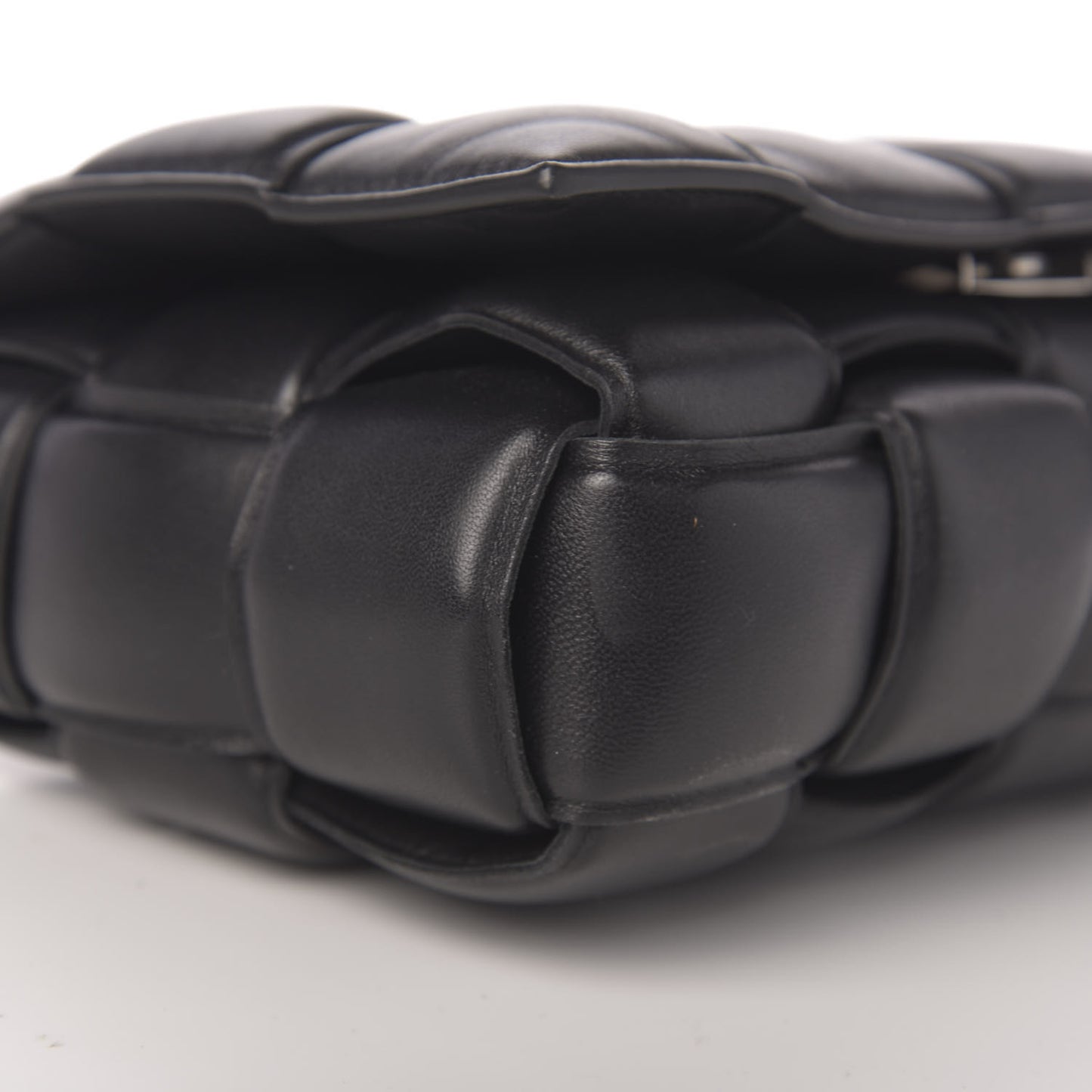 Nappa Maxi Intreccio Padded Cassette Crossbody Bag Black