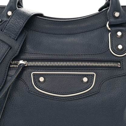Balenciaga Chevre Silver Metallic Edge Hardware City Bleu Nuit Dark Sea 9 of 12