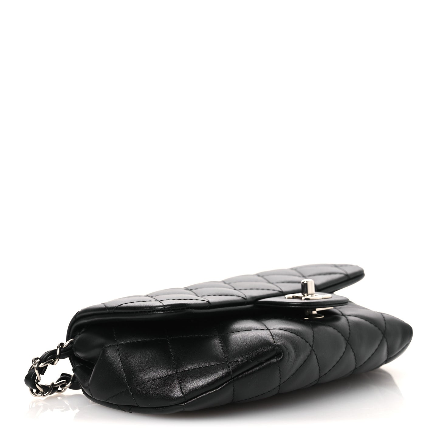 Calfskin Quilted CC Uniform Flap Belt Bag Black
