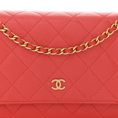 Chanel Lambskin Quilted Wallet On Chain WOC Red 9 of 13