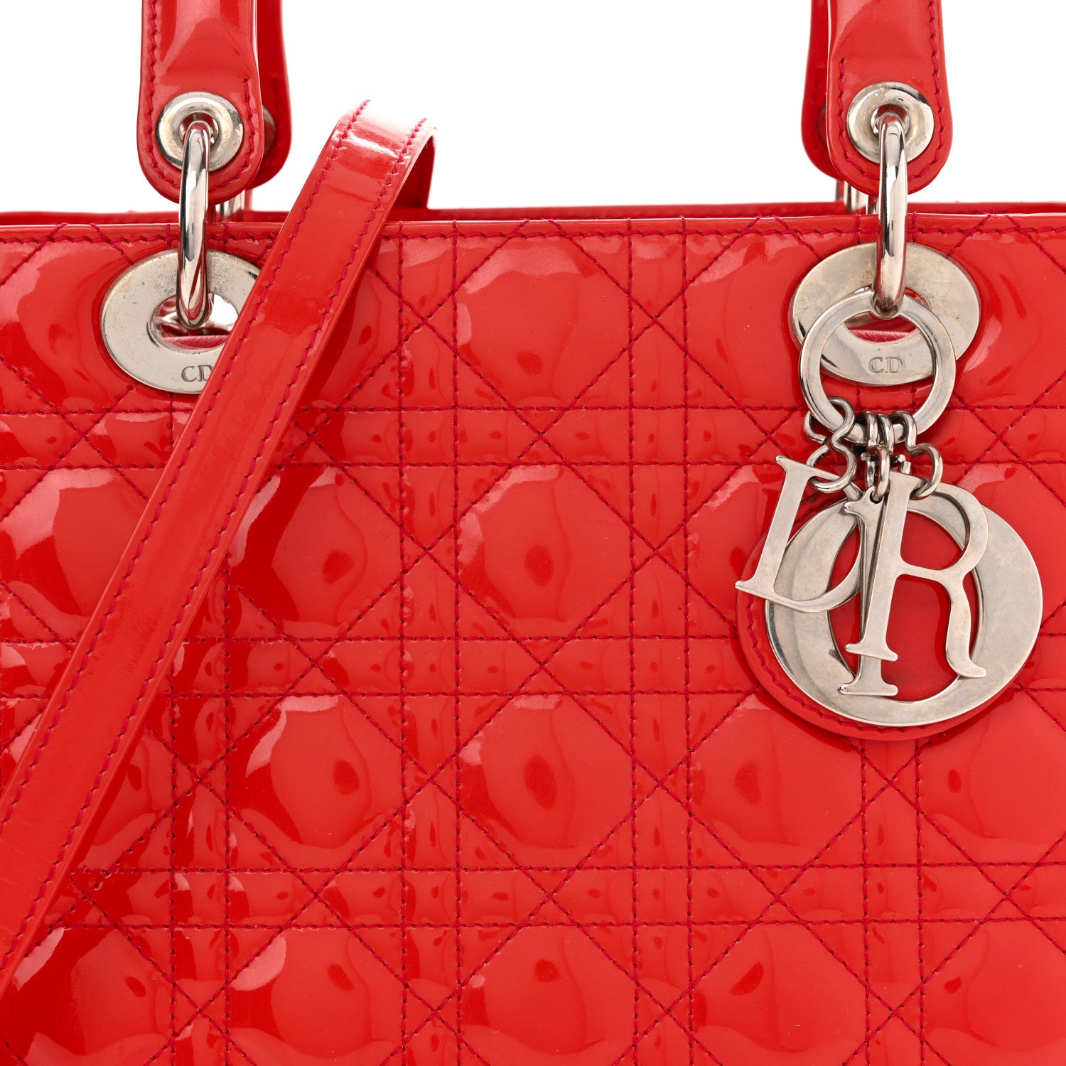 Christian Dior Patent Cannage Medium Lady Dior Fuchsia 8 of 12