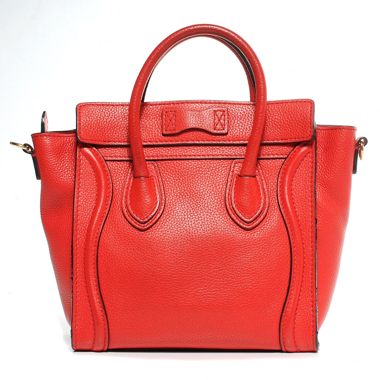 Drummed Leather Nano Luggage Coquelicot