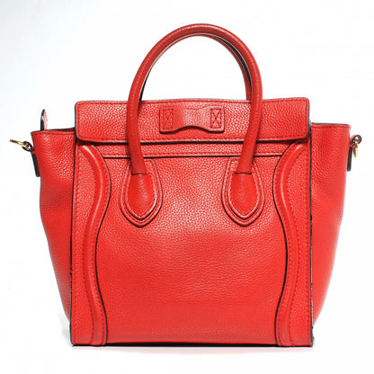 Celine Drummed Leather Nano Luggage Coquelicot 3 of 12