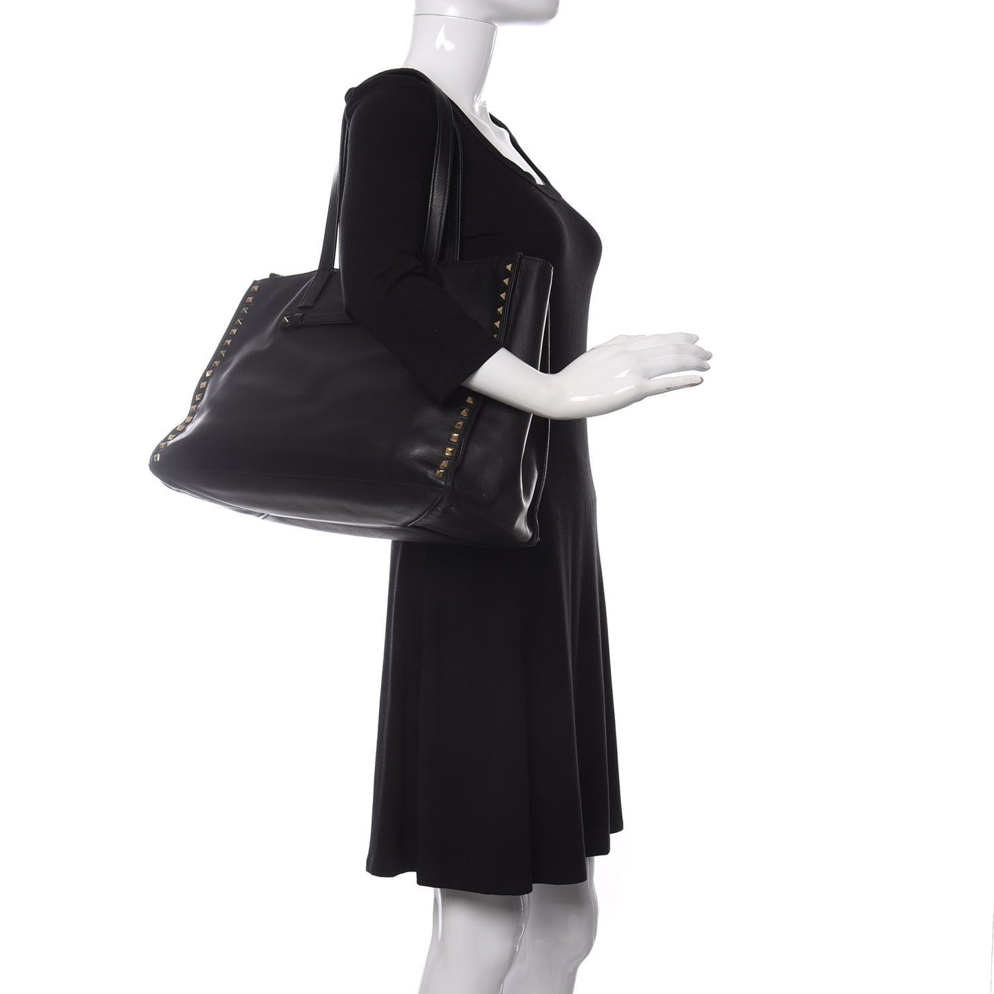 Nappa Medium Rockstud Soft Tote Black