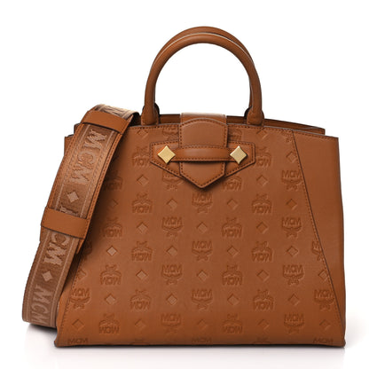 MCM Calfskin Ottomar Monogram Medium Essential Tote Cognac 1 of 9
