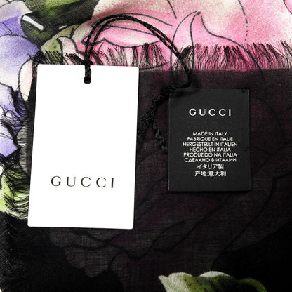 Gucci Modal Silk Rising Flowers Square Scarf Ivory Black 2 of 4