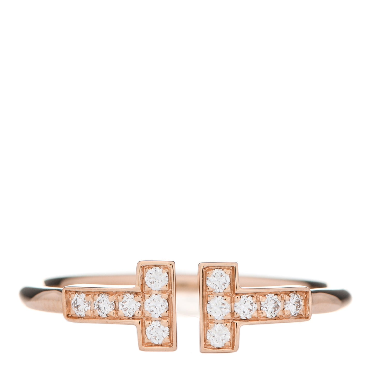 18K Rose Gold Diamond T Wire Ring 57 8