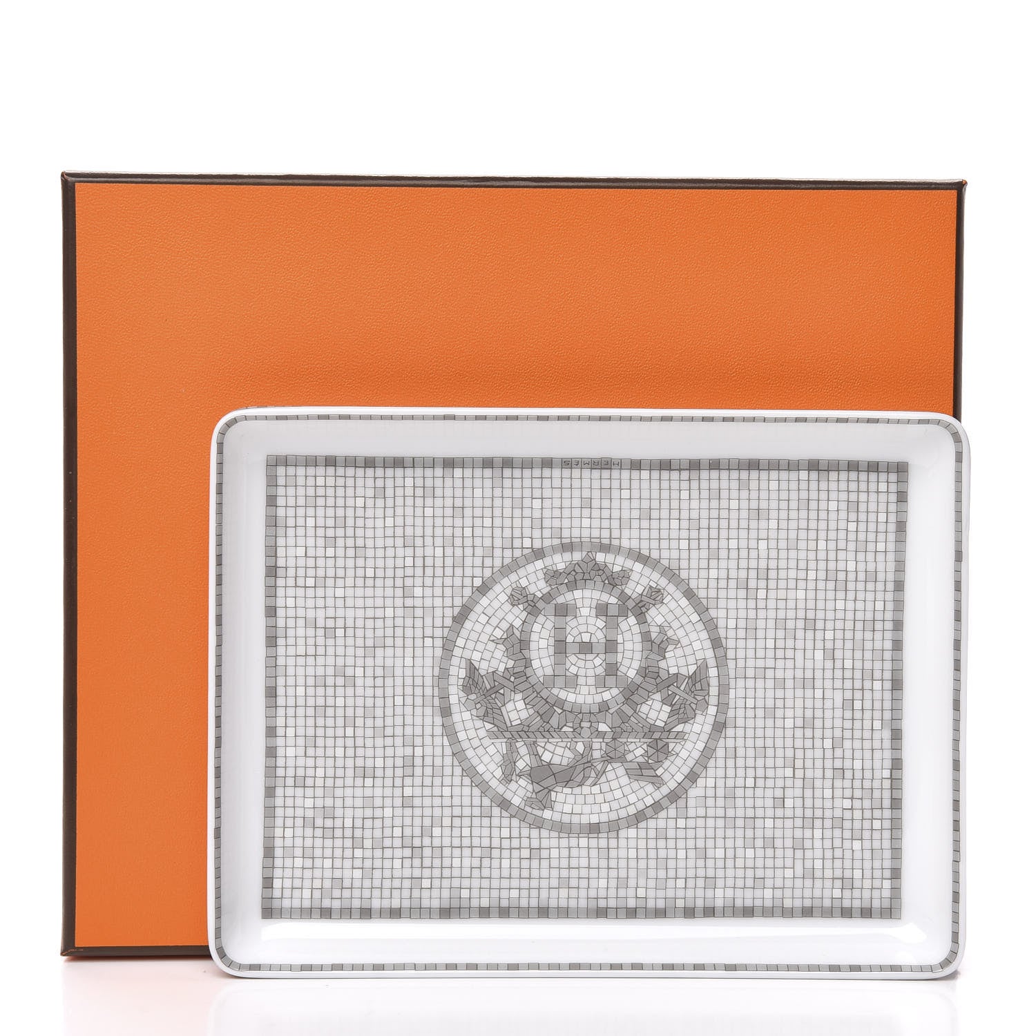 Hermes Porcelain Mosaique Au 24 Sushi Plate Platine 5 of 5