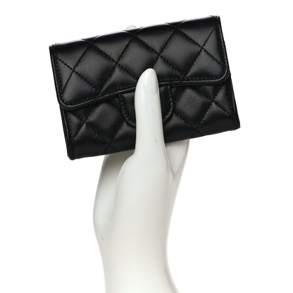 Chanel Lambskin Quilted Flap Card Holder Wallet Black 2 of 10