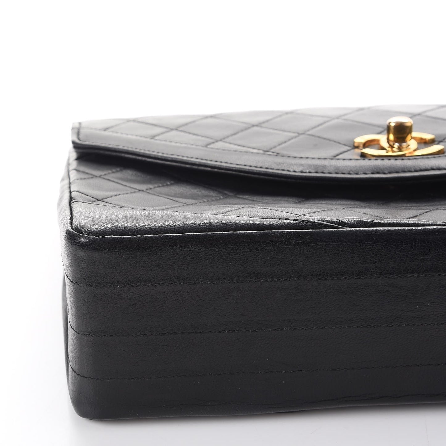 Lambskin Quilted Medium Single Flap Black
