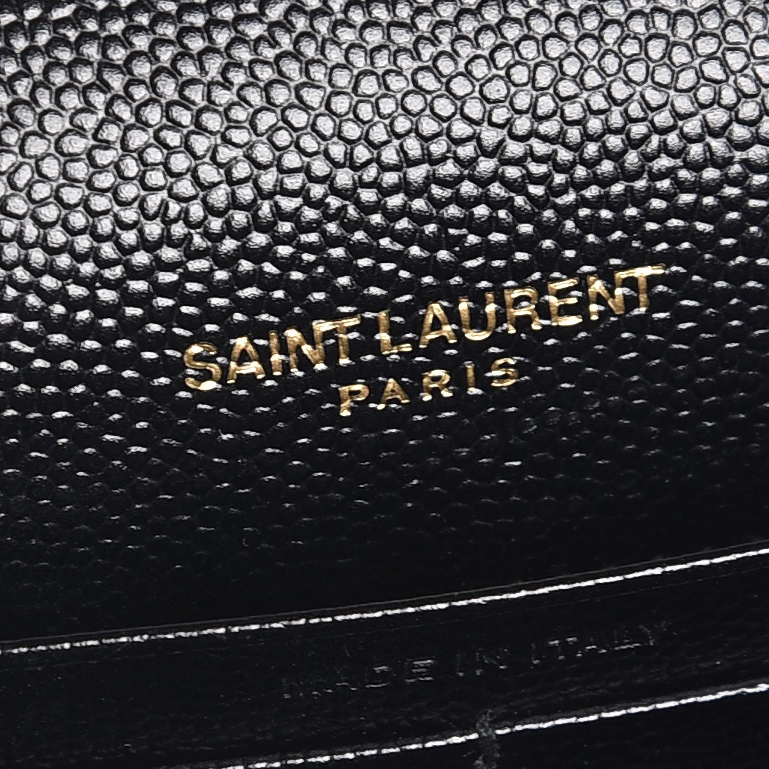 Saint Laurent Grain De Poudre Matelasse Chevron Monogram Chain Wallet Black 6 of 8