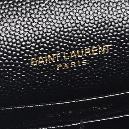 Saint Laurent Grain De Poudre Matelasse Chevron Monogram Chain Wallet Black 6 of 8