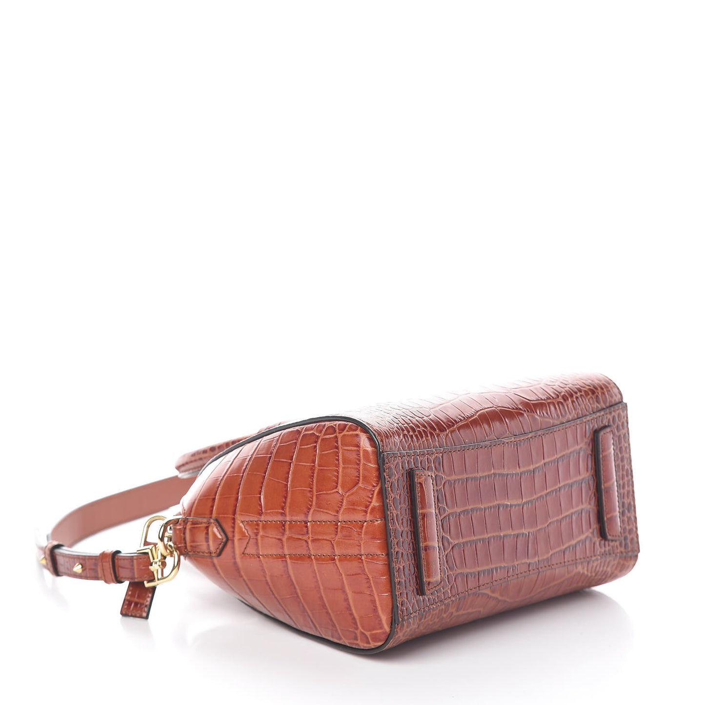 Calfskin Crocodile Embossed Mini Antigona Cognac