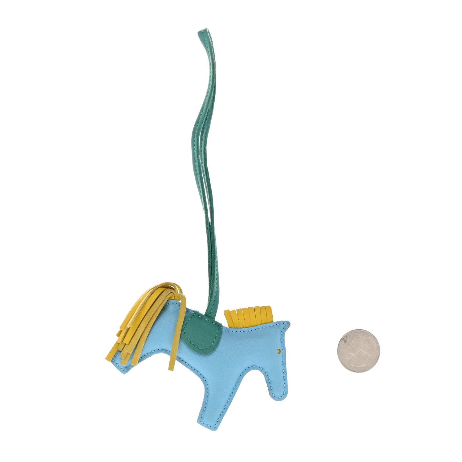 Hermes Milo Lambskin Grigri Rodeo Horse Bag Charm PM Celeste Jaune De Naples Vert Verone 2 of 5