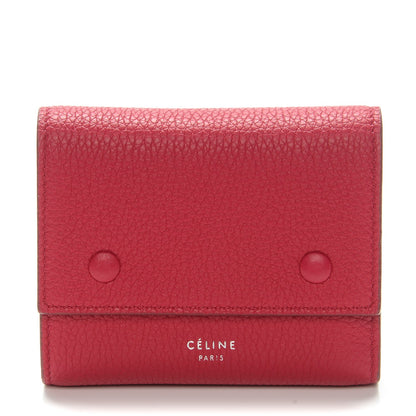 Celine Drummed Calfskin Small Multifunction Folded Wallet Dark Pink 1 of 7