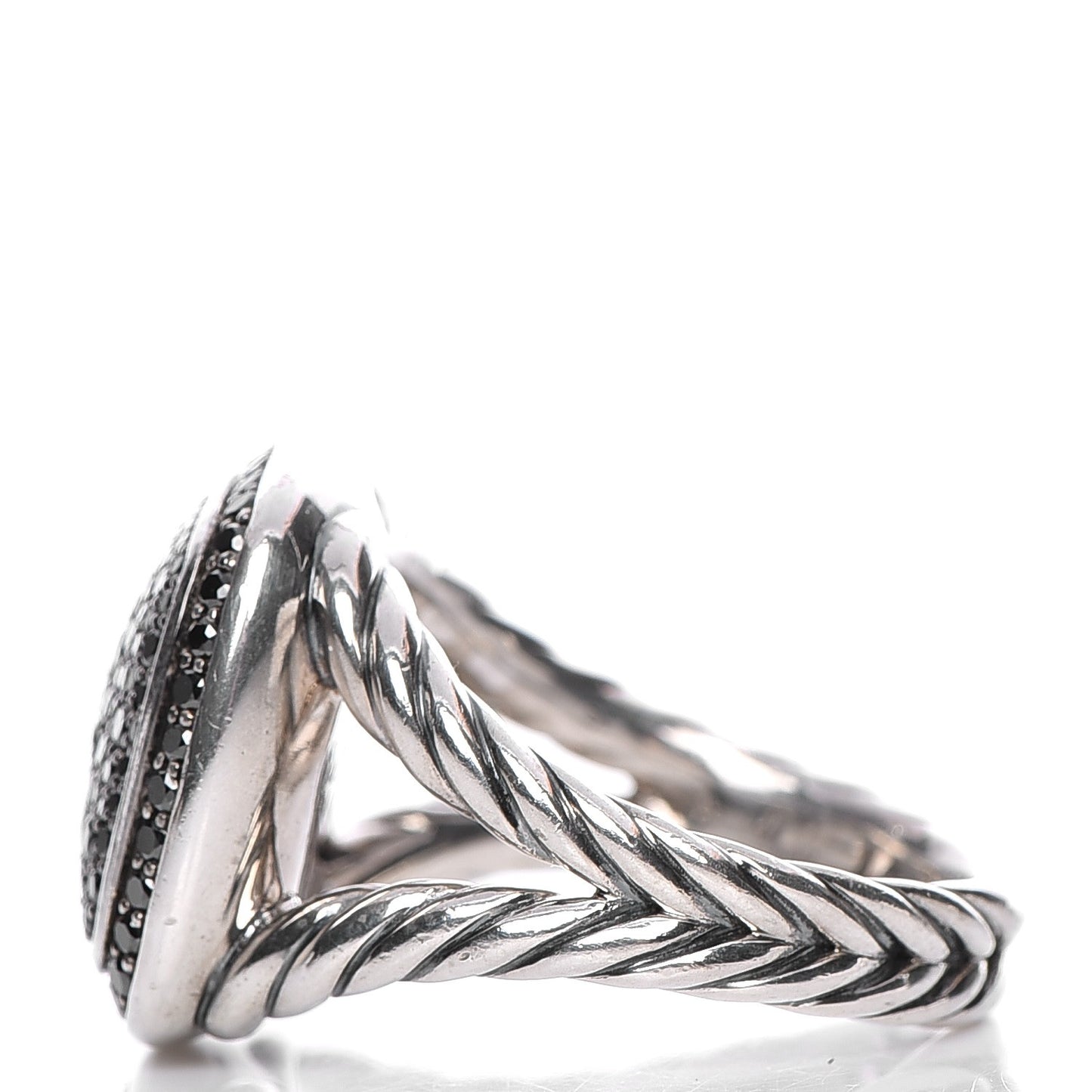 Sterling Silver Black Diamond 14mm Albion Pave Ring 57 8