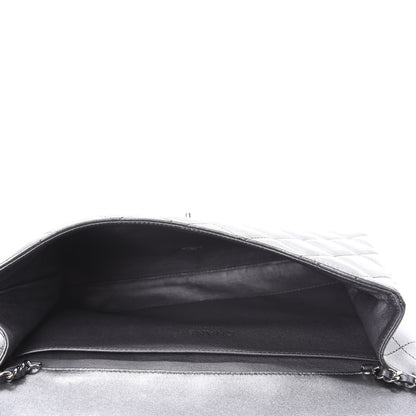 Chanel Metallic Lambskin Quilted Clutch With Chain Flap Dark Grey 5 of 10