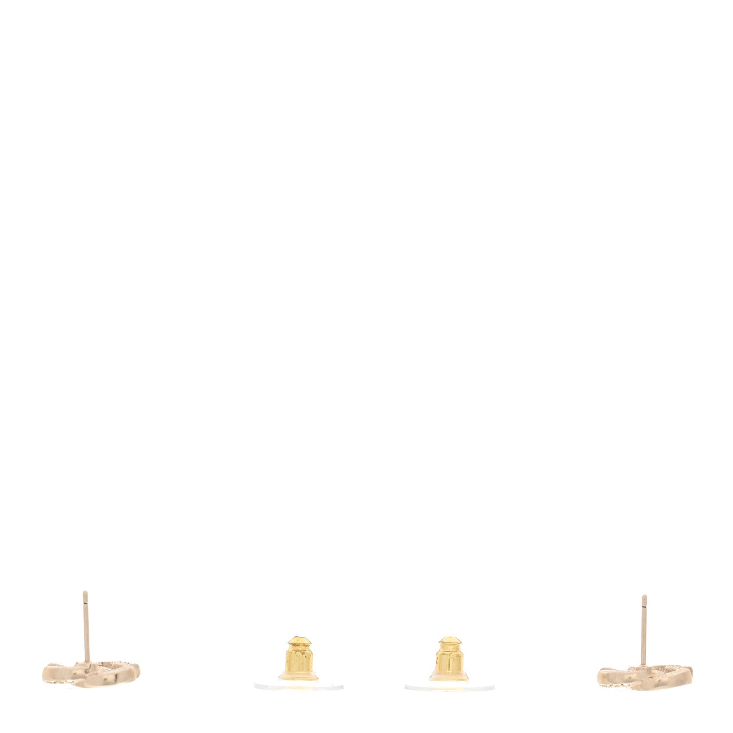 Metal Crystal CC Earrings Gold