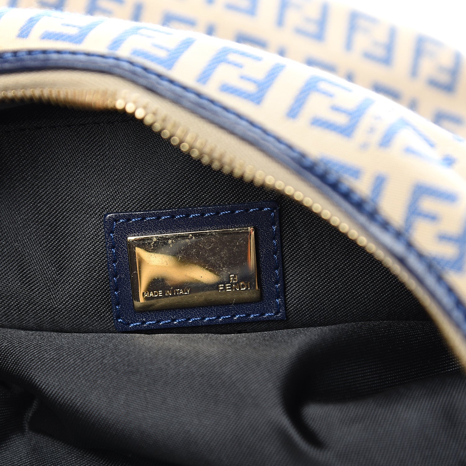 Fendi Zucchino Vitello Chef Hobo Beige Azzurro Blue 5 of 8