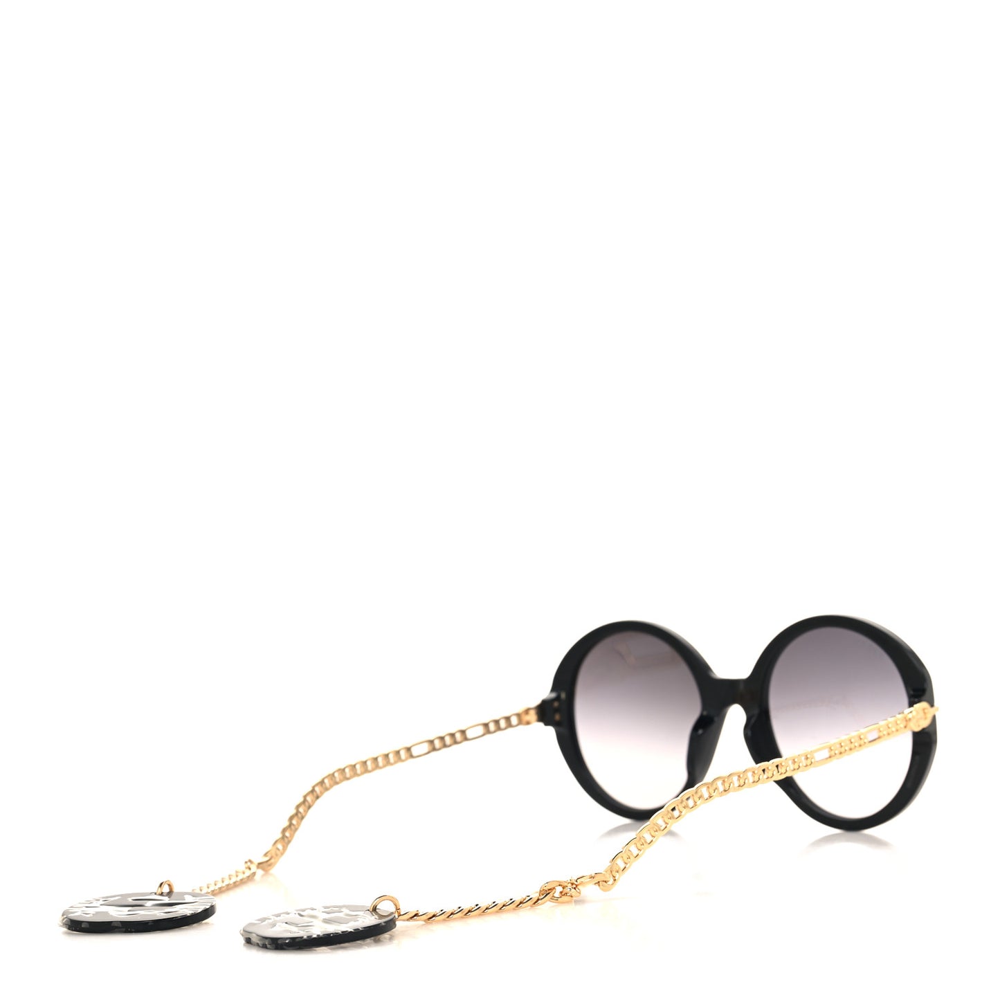 Acetate Detachable Charm Oversized Frame Round Sunglasses GG0726S Black