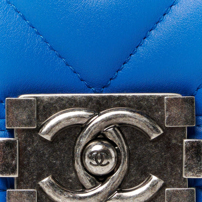 Chanel Lambskin Chevron Quilted Small Boy Flap Blue 8 of 10