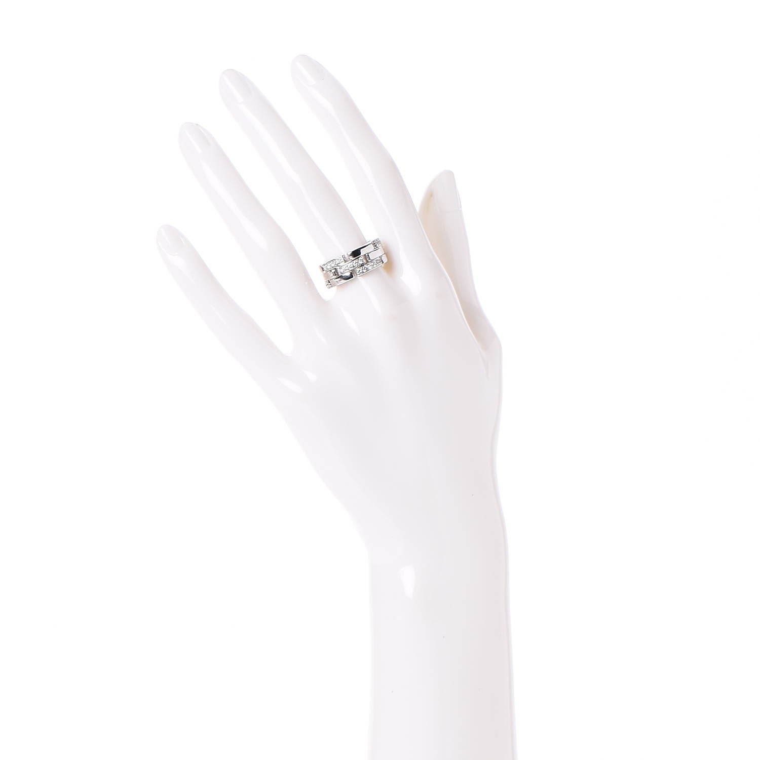 Cartier 18K White Gold Diamond Maillon Panthere Ring 53 6.25 2 of 5