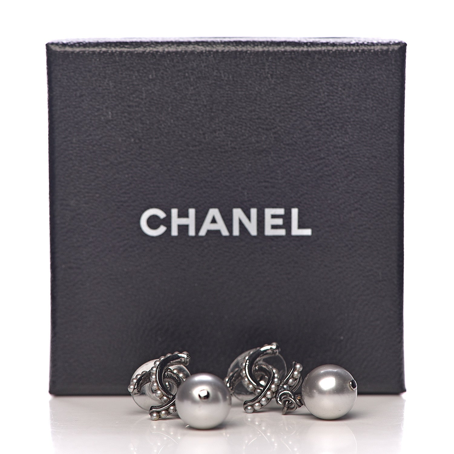 Chanel Pearl CC Drop Earrings Silver 5 of 5