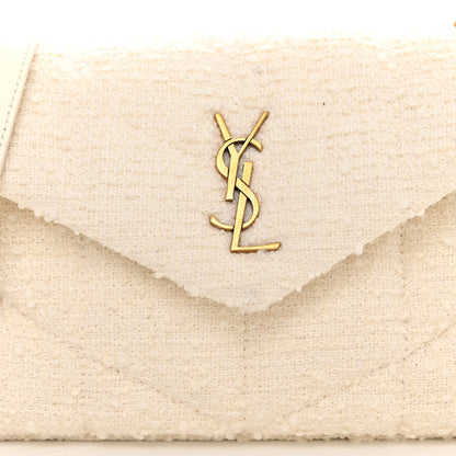 Saint Laurent Boucle Tweed Quilted Toy Loulou Puffer Monogram Chain Satchel Crema Soft 7 of 9