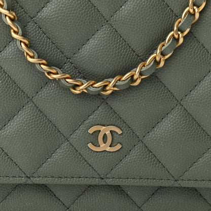 Chanel Iridescent Caviar Quilted Wallet On Chain WOC Green 8 of 10