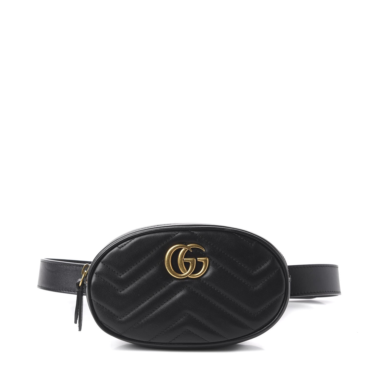 Gucci Calfskin Matelasse GG Marmont Belt Bag 75 30 Black 1 of 11