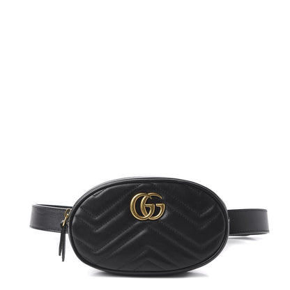 Gucci Calfskin Matelasse GG Marmont Belt Bag 75 30 Black 1 of 11