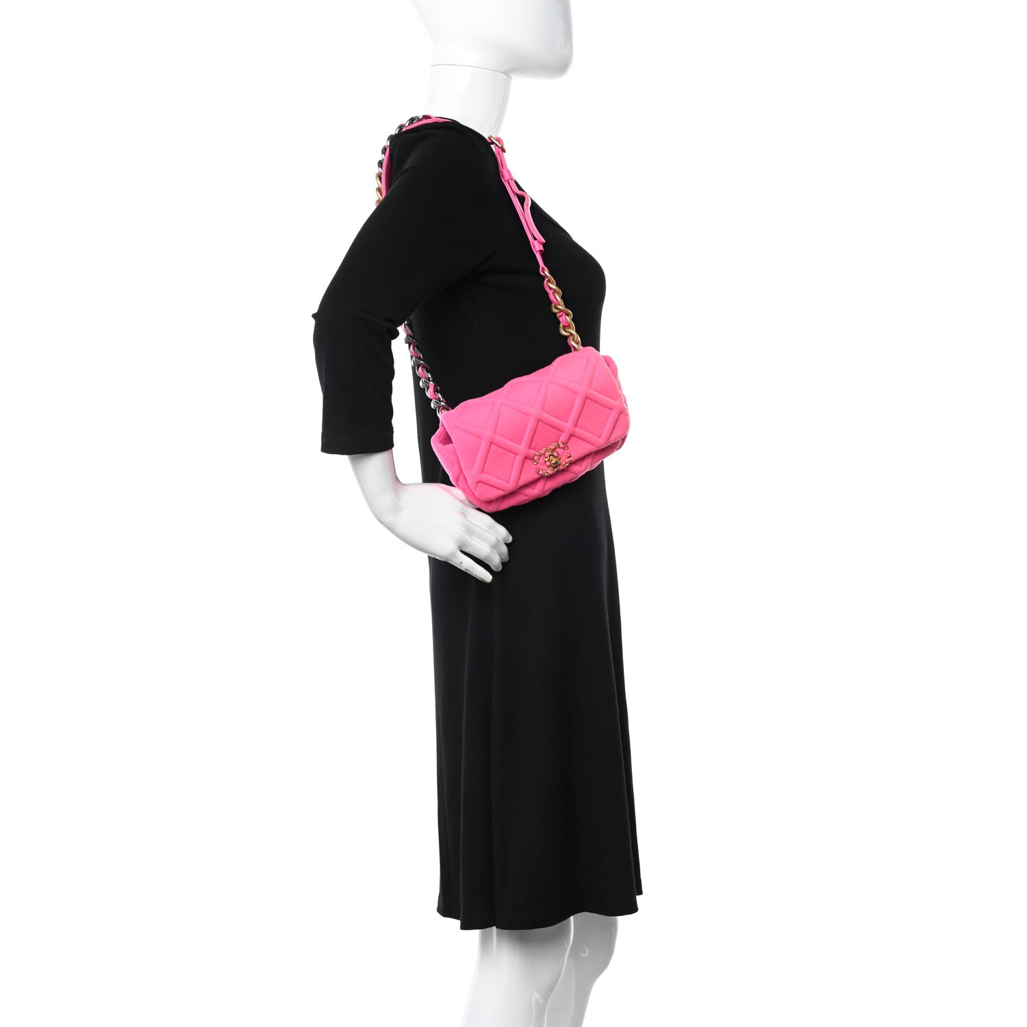 Chanel Jersey Quilted Chanel 19 Waist Bag Pink 2 of 12