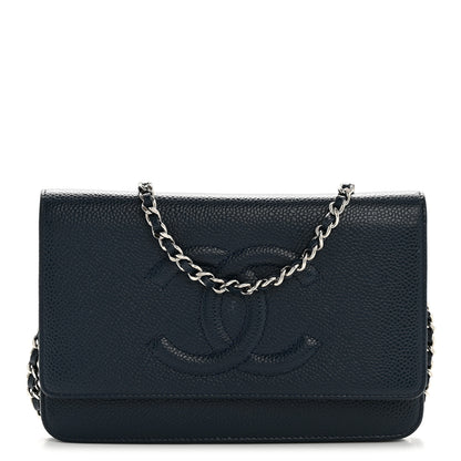 Chanel Caviar Timeless CC Wallet on Chain WOC Navy Blue 1 of 13