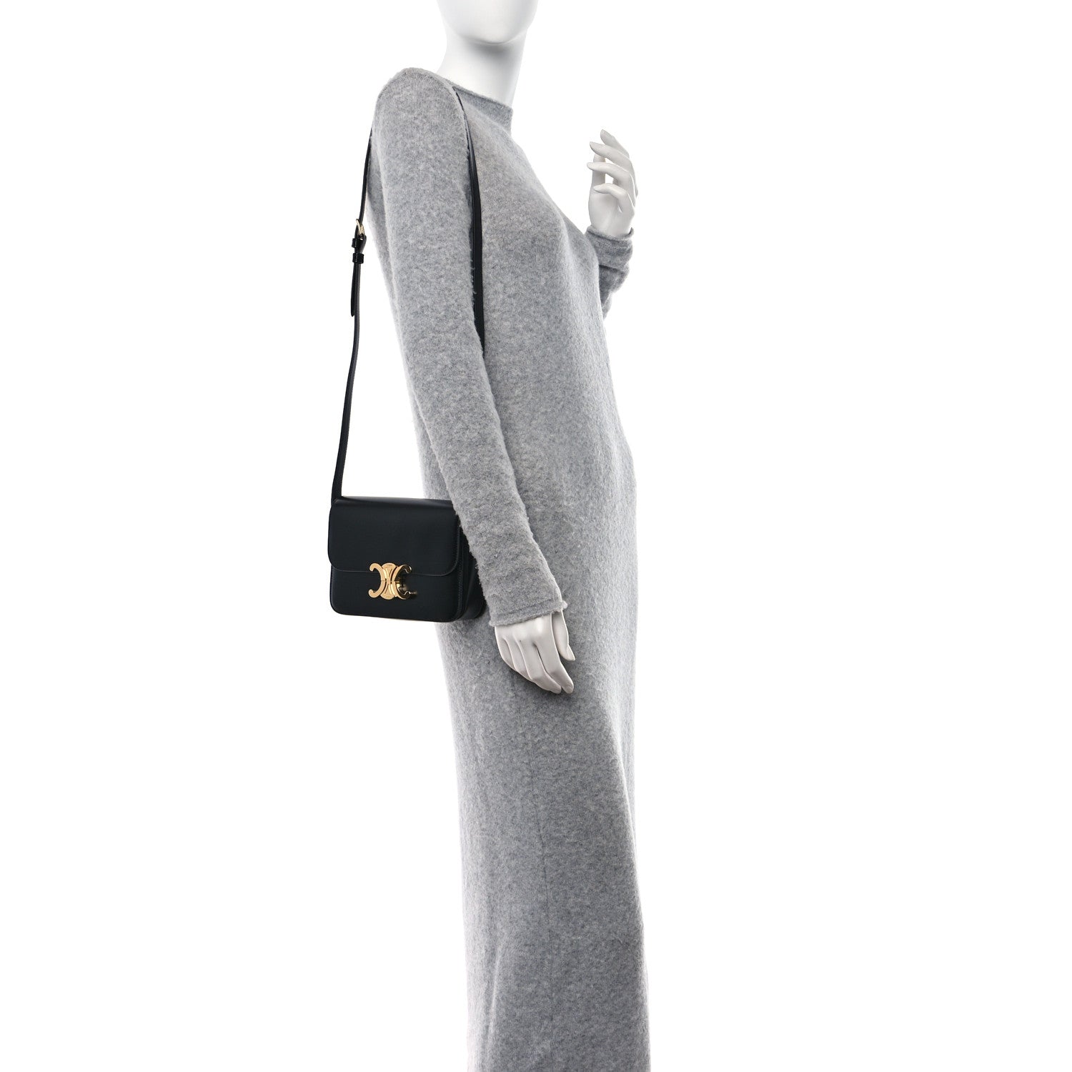 Celine Shiny Calfskin Teen Triomphe Black 2 of 12