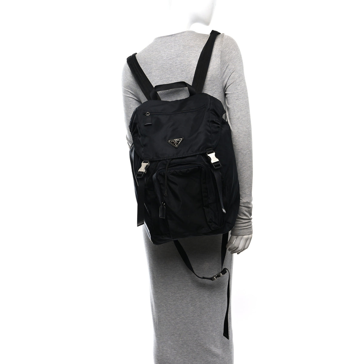 Tessuto Nylon Montagna Double Buckle Backpack Black