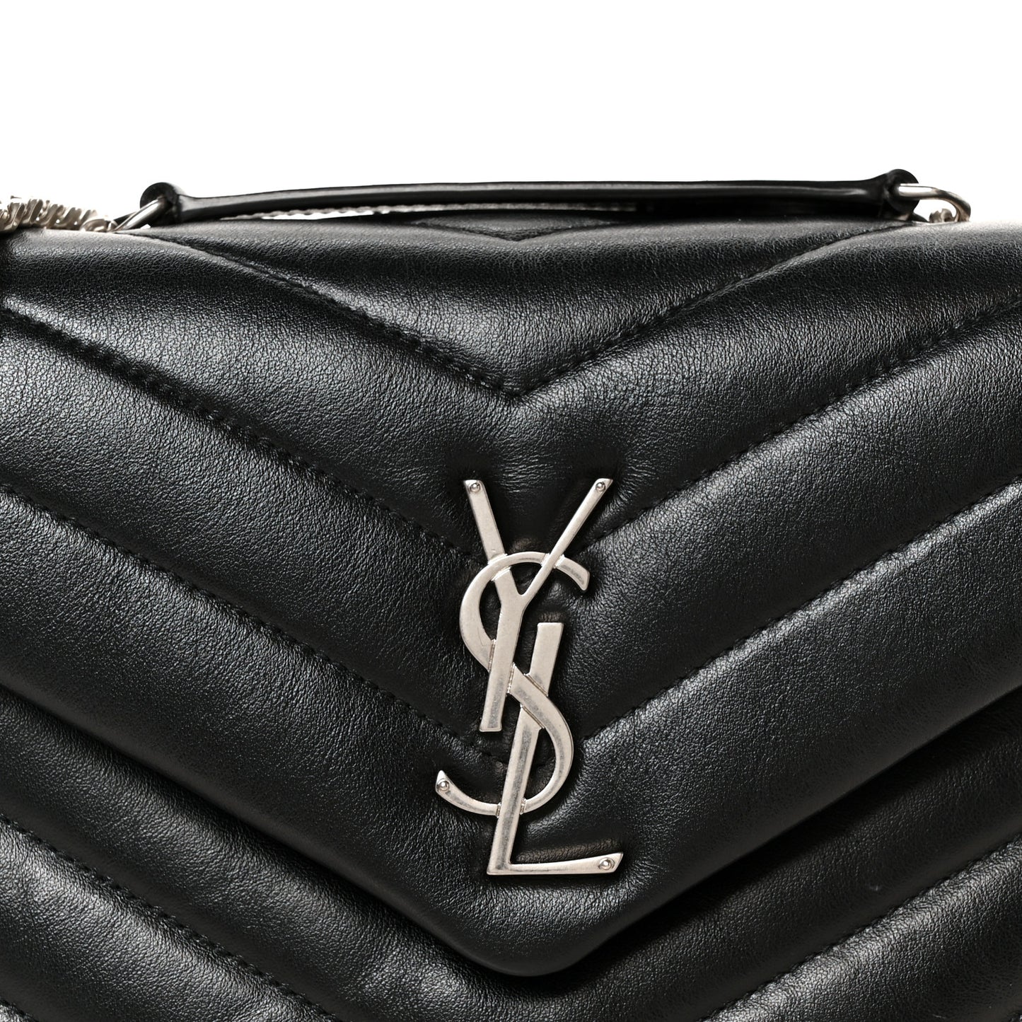 Calfskin Y Quilted Monogram Small Loulou Crossbody Bag Black