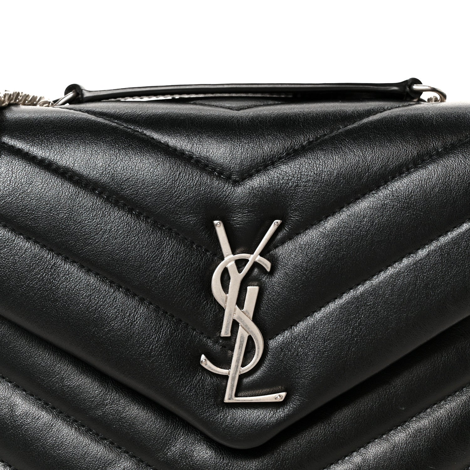 Saint Laurent Calfskin Y Quilted Monogram Small Loulou Crossbody Bag Black 9 of 11