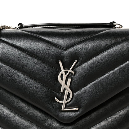 Saint Laurent Calfskin Y Quilted Monogram Small Loulou Crossbody Bag Black 9 of 11