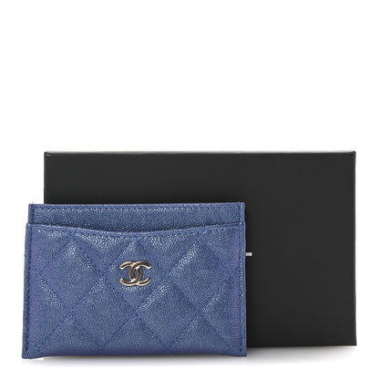 Chanel Iridescent Caviar Quilted Card Holder Blue Fonce 9 of 9