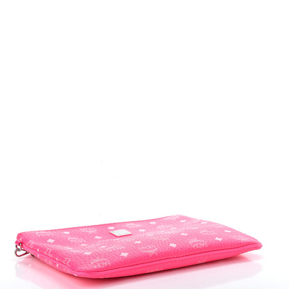 MCM Visetos Wristlet Zip Pouch Neon Pink 4 of 7