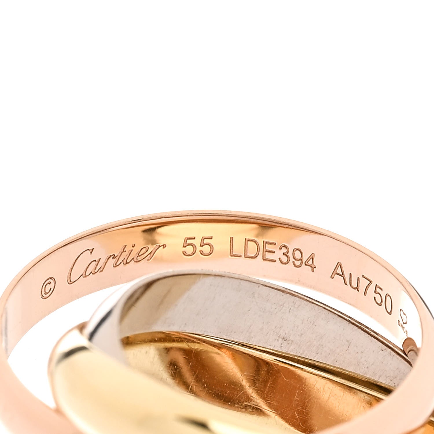 Cartier 18K Pink Yellow White Gold Classic Trinity Ring 55 7.25 4 of 5